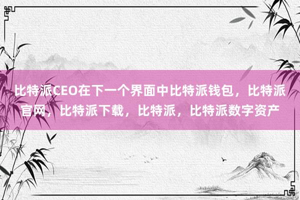 比特派CEO在下一个界面中比特派钱包，比特派官网，比特派下载，比特派，比特派数字资产