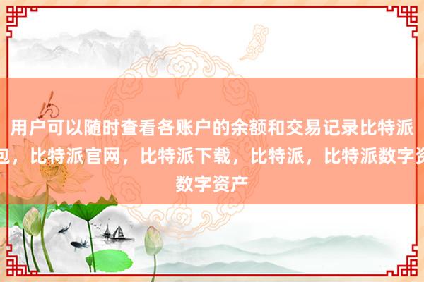 用户可以随时查看各账户的余额和交易记录比特派钱包，比特派官网，比特派下载，比特派，比特派数字资产