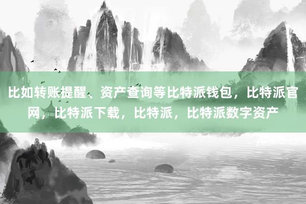 比如转账提醒、资产查询等比特派钱包，比特派官网，比特派下载，比特派，比特派数字资产