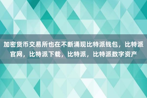 加密货币交易所也在不断涌现比特派钱包，比特派官网，比特派下载，比特派，比特派数字资产