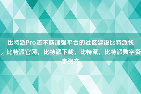 比特派Pro还不断加强平台的社区建设比特派钱包，比特派官网，比特派下载，比特派，比特派数字资产